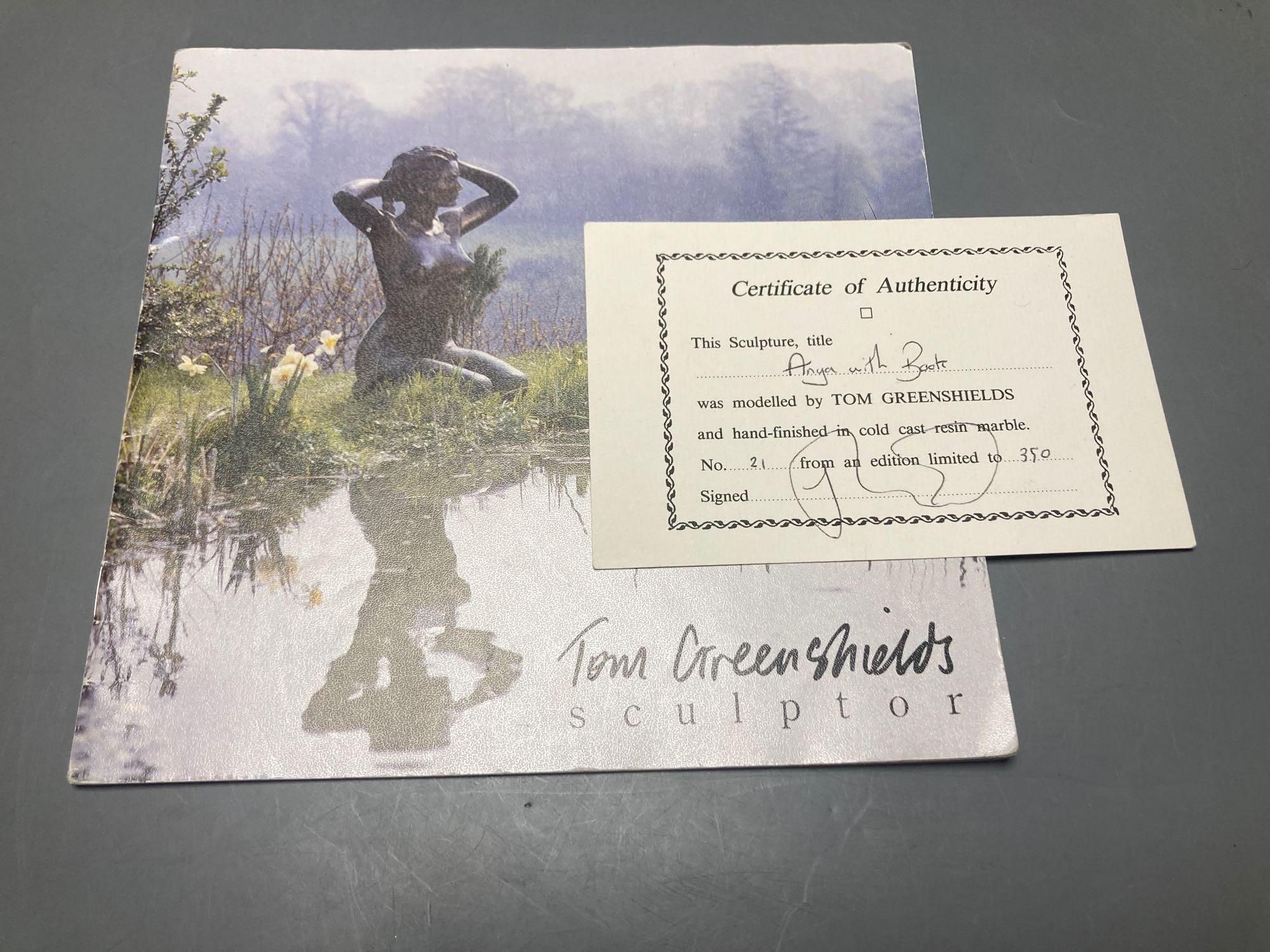 Tom Greenshields, Sculpture, Anya with Book, resin marble, no.21 of 350, 18cm high, with certificate of authenticity